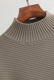 Casual Simplicity Solid Half A Turtleneck Tops