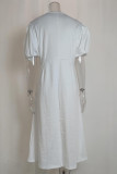 Elegant Solid O Neck A Line Dresses