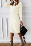 Casual Solid Turtleneck Long Sleeve Two Pieces