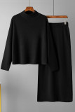 Casual Simplicity Solid Slit Half A Turtleneck Long Sleeve Two Pieces