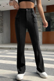 Casual Solid Pocket Skinny Mid Waist Solid Color Bottoms