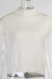 Casual Solid Turtleneck Tops