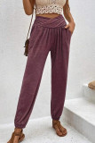 Daily Simplicity Solid Loose High Waist Harlan Solid Color Bottoms