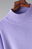 Casual Simplicity Solid Slit Half A Turtleneck Long Sleeve Two Pieces