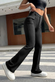 Casual Solid Pocket Skinny Mid Waist Solid Color Bottoms