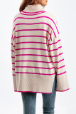 Casual Striped Contrast Turtleneck Tops
