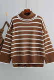 Casual Striped Contrast Turtleneck Tops