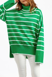 Casual Striped Contrast Turtleneck Tops