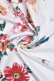 Casual Print Asymmetrical O Neck Three Quarter Two Pieces