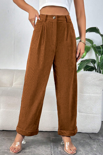 Casual Simplicity Solid Loose Straight Solid Color Bottoms