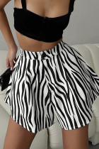 Casual Zebra Print Patchwork Loose High Waist Type A Full Print Bottoms