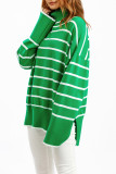 Casual Striped Contrast Turtleneck Tops