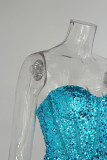 Sexy Solid Sequins Strapless Sleeveless Dress Dresses