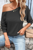 Casual Simplicity Solid Patchwork Oblique Collar Tops