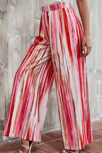 Casual Print Contrast Loose Straight Full Print Bottoms