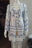 Bohemian Print Tassel V Neck Printed Dress Dresses