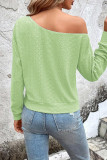 Casual Simplicity Solid Patchwork Oblique Collar Tops