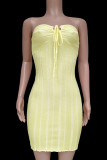 Sexy Solid Frenulum Halter Sleeveless Dress Dresses
