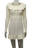 Elegant Solid Stringy Selvedge U Neck A Line Dresses