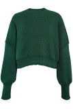 Casual Solid Patchwork O Neck Tops