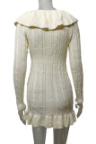 Elegant Solid Stringy Selvedge U Neck A Line Dresses