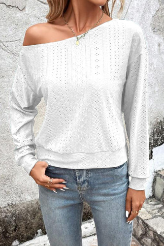 Casual Simplicity Solid Patchwork Oblique Collar Tops
