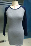 Casual Color Block Contrast O Neck A Line Dresses