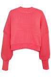 Casual Solid Patchwork O Neck Tops
