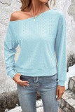 Casual Simplicity Solid Patchwork Oblique Collar Tops