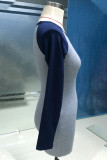 Casual Color Block Contrast O Neck A Line Dresses