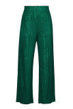 Casual British Style Solid Sequins Loose Low Waist Straight Solid Color Bottoms