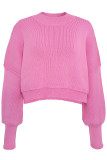 Casual Solid Patchwork O Neck Tops