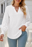 Casual Solid Hollowed Out Stringy Selvedge V Neck Tops