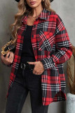 Casual Plaid Patchwork Turndown Collar Tops