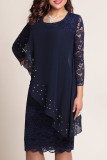 Elegant Solid Lace O Neck One Step Skirt Dresses