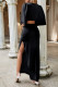 Sexy Solid High Opening Asymmetrical O Neck Irregular Dress Dresses