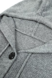 Casual Solid Buttons Hooded Collar Tops