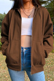 Casual Sportswear Solid Pocket Hooded Collar Outerwear