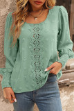 Elegant Solid Lace O Neck Tops