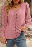 Elegant Solid Lace O Neck Tops