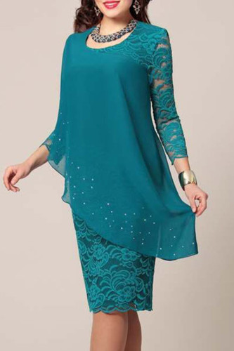 Elegant Solid Lace O Neck One Step Skirt Dresses