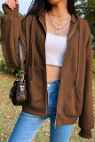 Casual Sportswear Solid Pocket Hooded Collar Outerwear