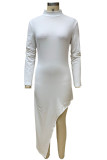 Sexy Solid Slit Half A Turtleneck Wrapped Skirt Dresses