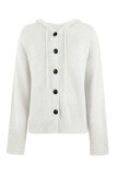 Casual Solid Buttons Hooded Collar Tops