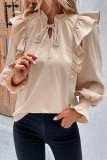 Casual Solid Flounce Tops