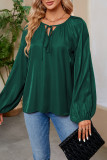 Casual Simplicity Solid Frenulum V Neck Tops