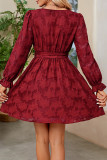 Elegant Solid Lace Patchwork V Neck A Line Dresses