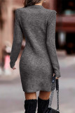 Elegant Solid Patchwork O Neck A Line Dresses