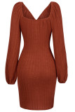 Casual Street Solid Bandage V Neck A Line Dresses