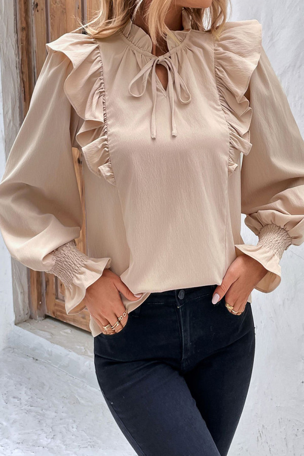 Casual Solid Flounce Tops